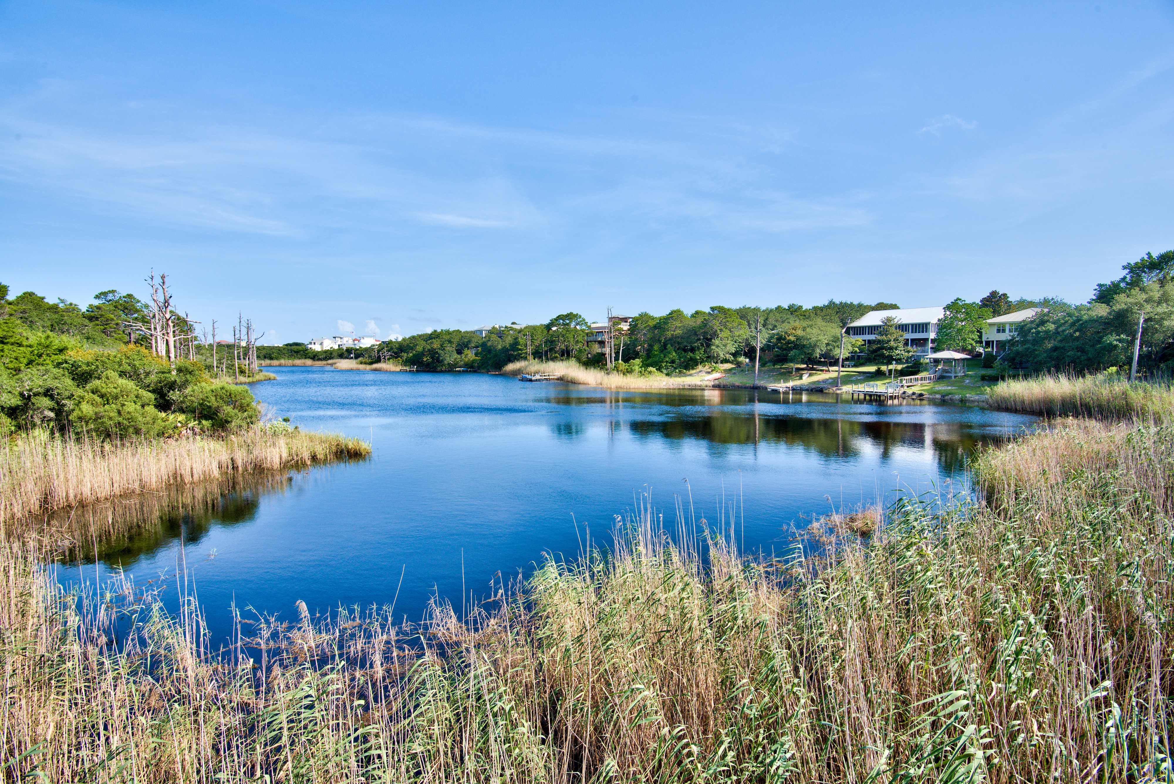 A serene view of one of a coastal dune lake in Blue Mountain Beach